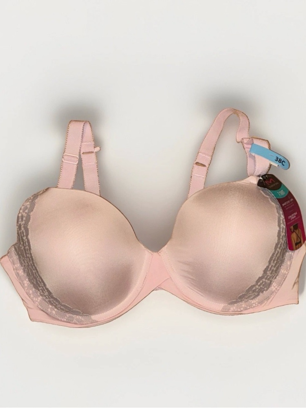 Maidenform Light Pink Smooth Lace-Trim T-Shirt Bra